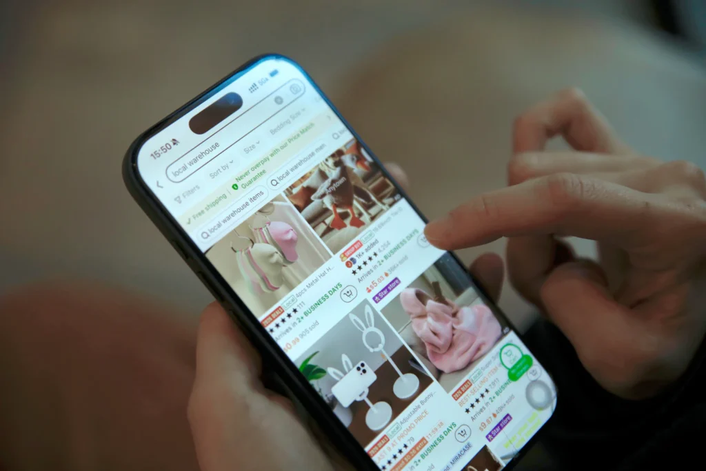 Customer browsing an online store on a smartphone