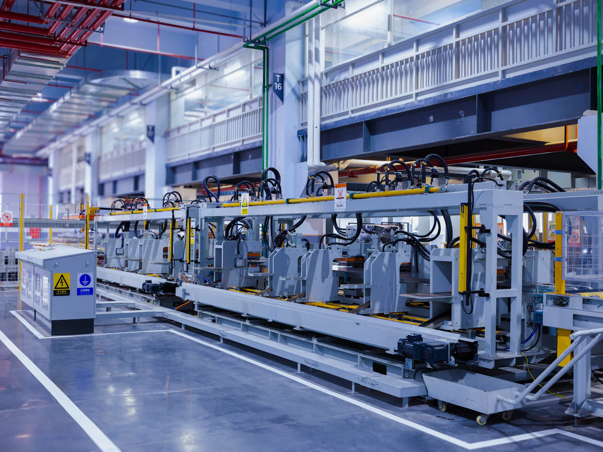 Industrial equipment on a manufacturing floor