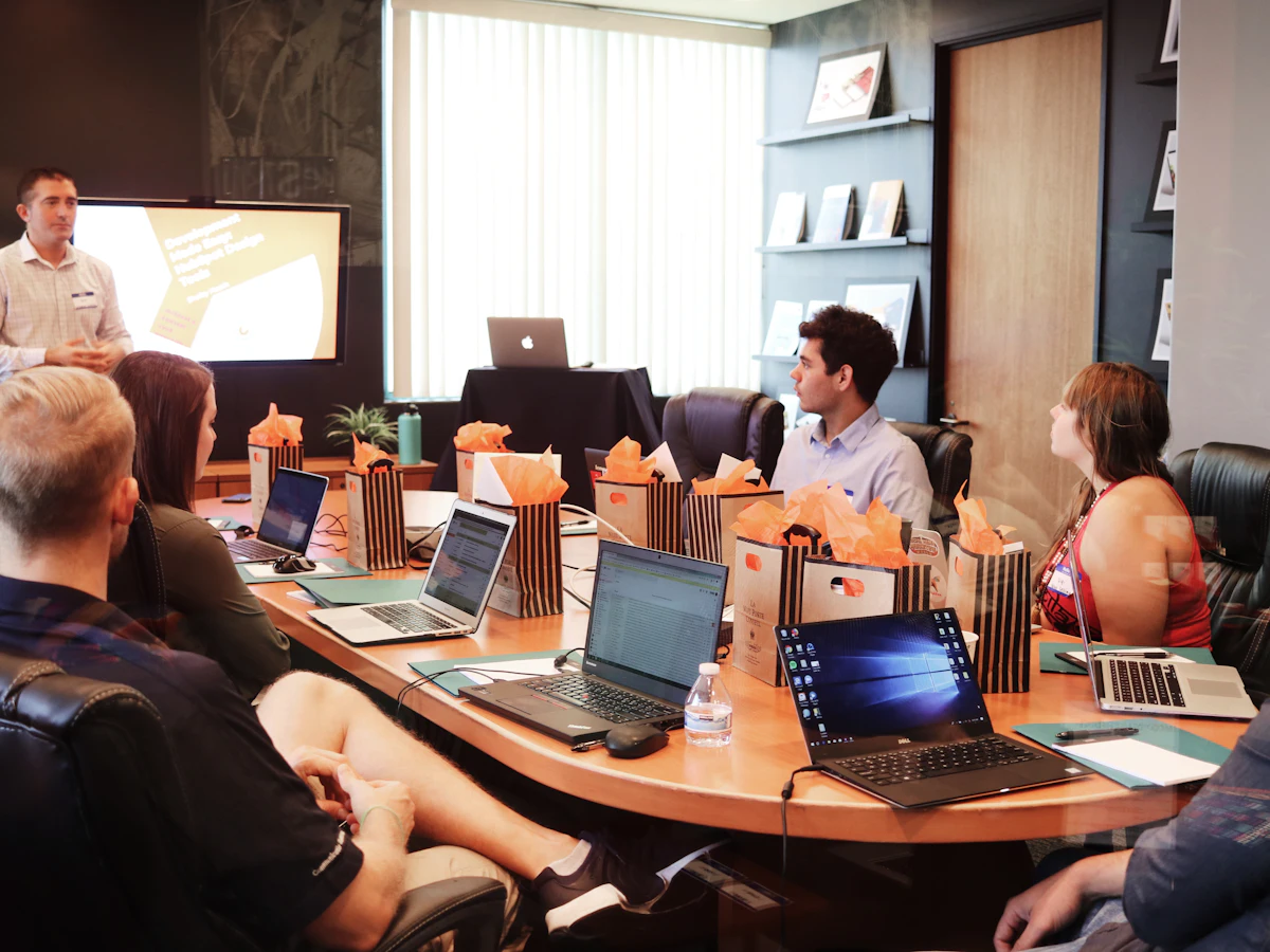 Marketing team reviewing campaign results in a meeting