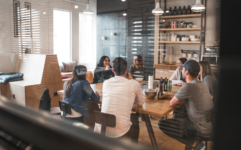 Professional services team meeting in an office