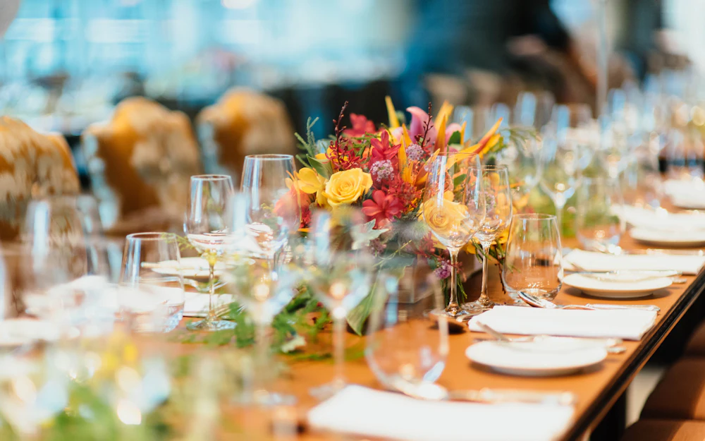 Event venue tables set for a private reception