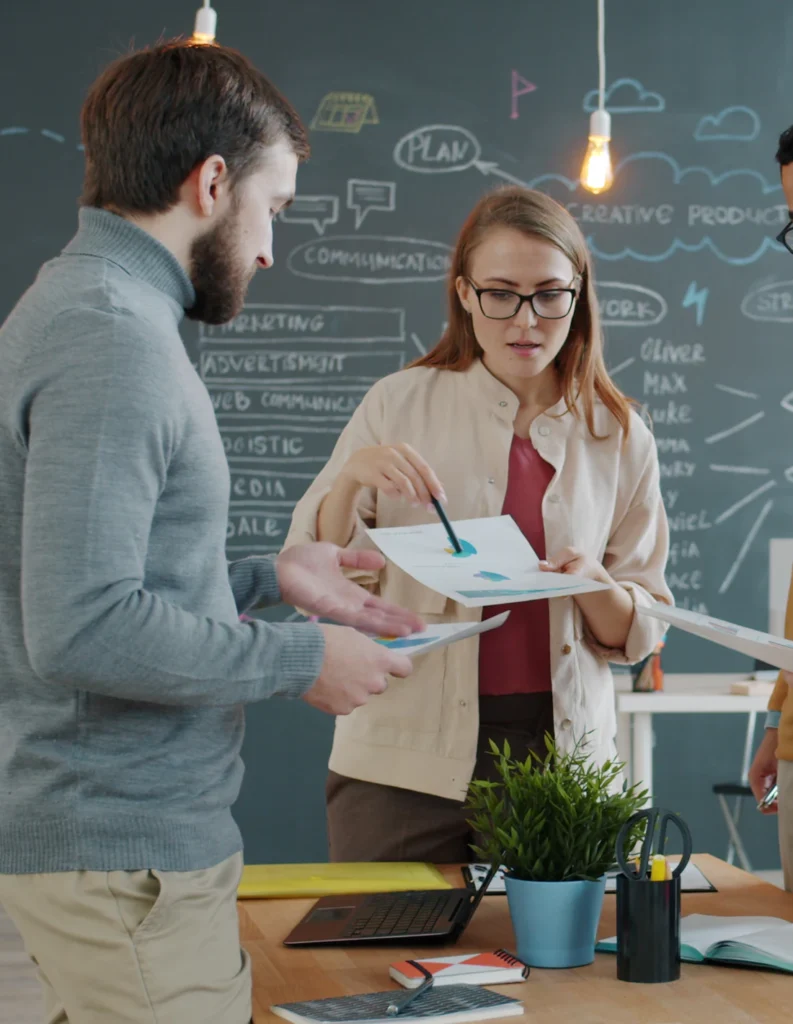 Startup team collaborating on a project